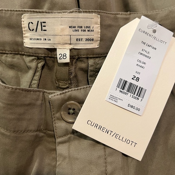 Current/Elliott The Captain Khaki Casual Trouser Pants Size 28 Nwt - Picture 10 of 16